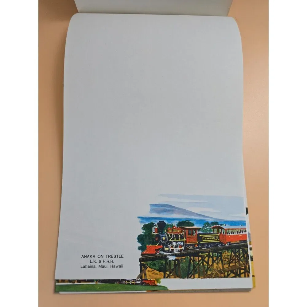 VTG Hawaii Sugar Cane Train Notepad Souvenir 1970 Illustrated Pages Hawaiiana